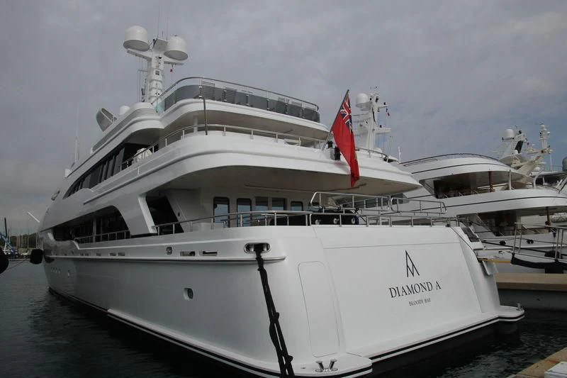 a large white boat aboard DIAMOND Yacht for Sale
