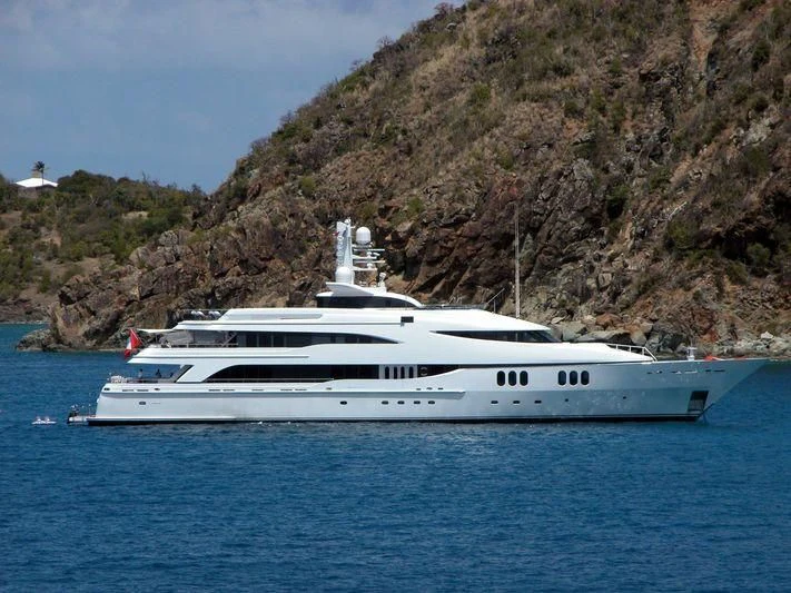 a white yacht on the water aboard DIAMOND Yacht for Sale