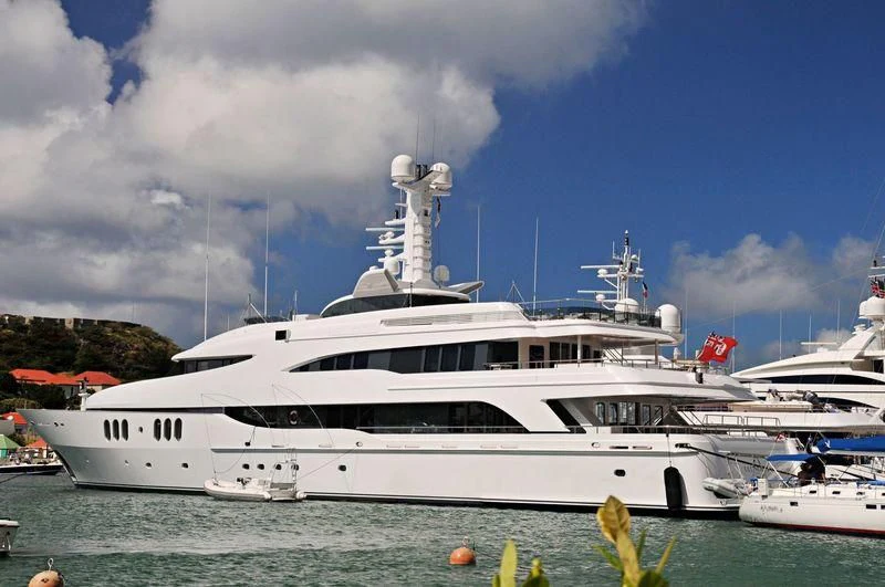 a large white yacht in the water aboard DIAMOND Yacht for Sale