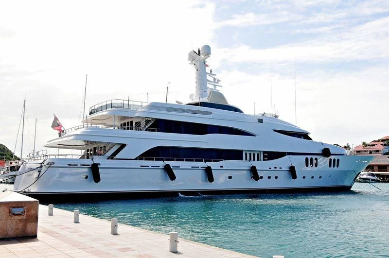 a large white boat aboard DIAMOND Yacht for Sale