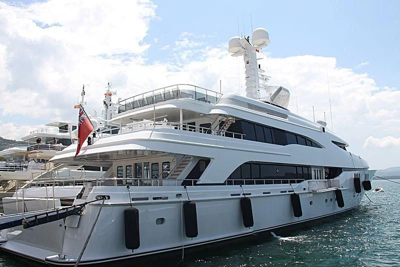 a large white boat in the water aboard DIAMOND Yacht for Sale