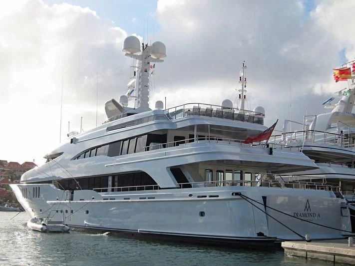 a large white ship aboard DIAMOND Yacht for Sale