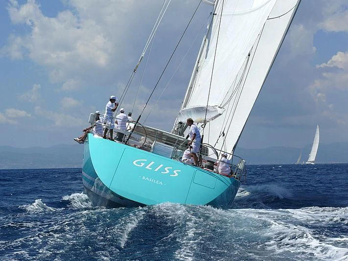 a boat sailing on the sea aboard GLISS Yacht for Sale