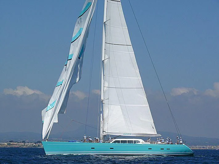 a boat sailing on the water aboard GLISS Yacht for Sale