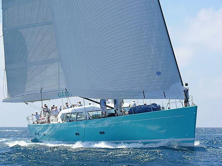 a boat sailing on the sea aboard GLISS Yacht for Sale