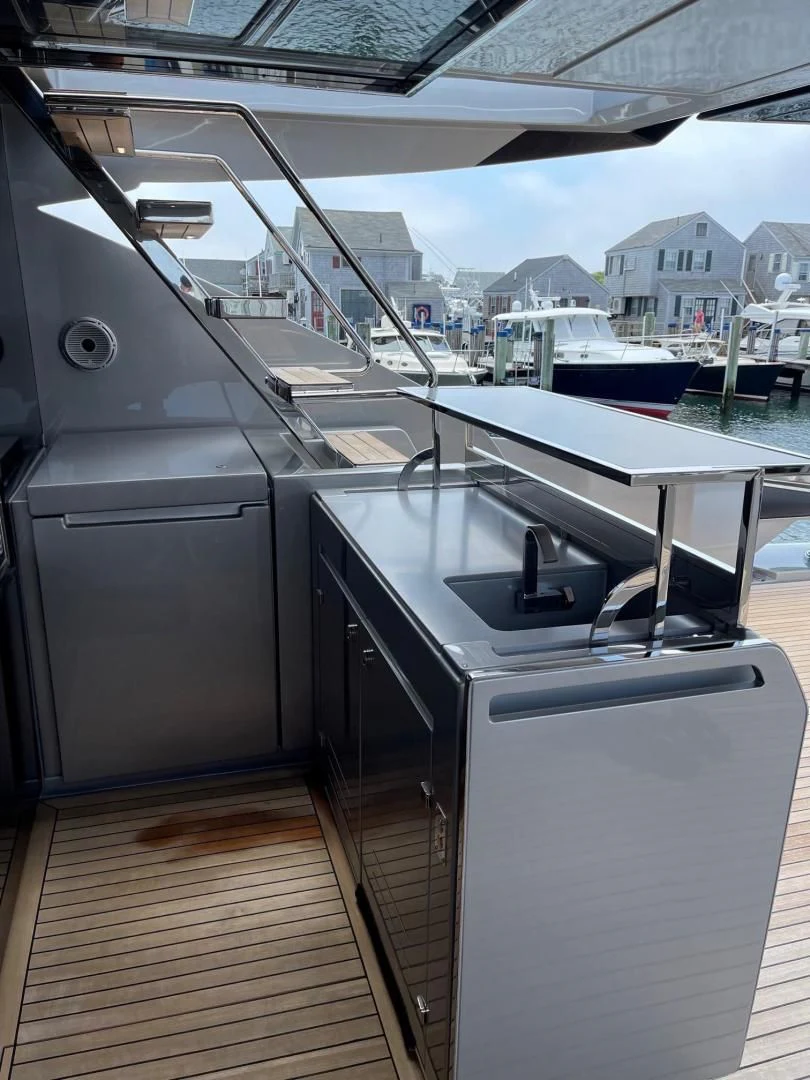 a kitchen with a sink and a stove aboard OUR TRADE Yacht for Sale