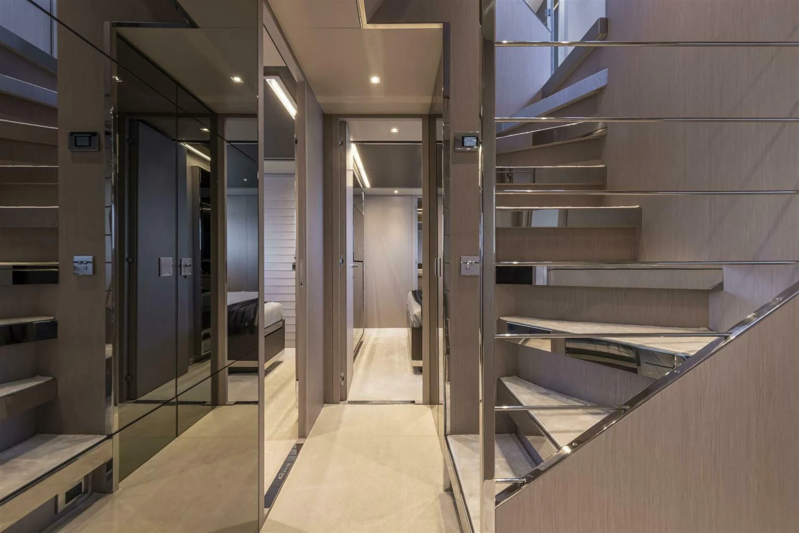 a hallway with a set of doors aboard OUR TRADE Yacht for Sale