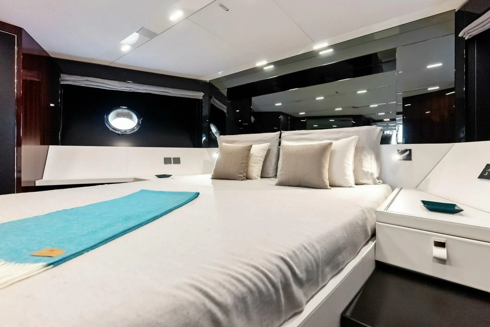a room with a bed and a pool table aboard OUR TRADE Yacht for Sale