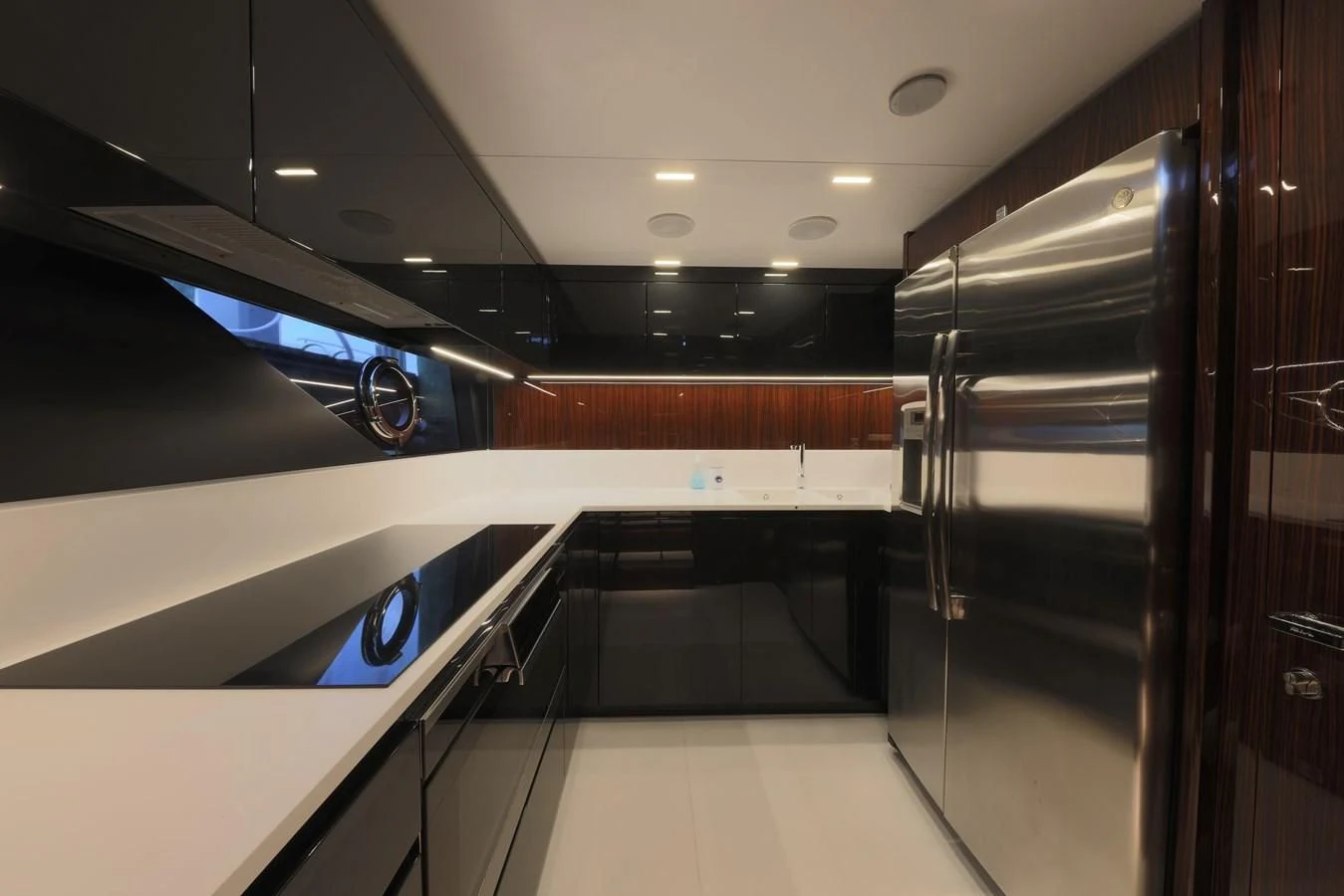 a hallway with a blue light aboard OUR TRADE Yacht for Sale