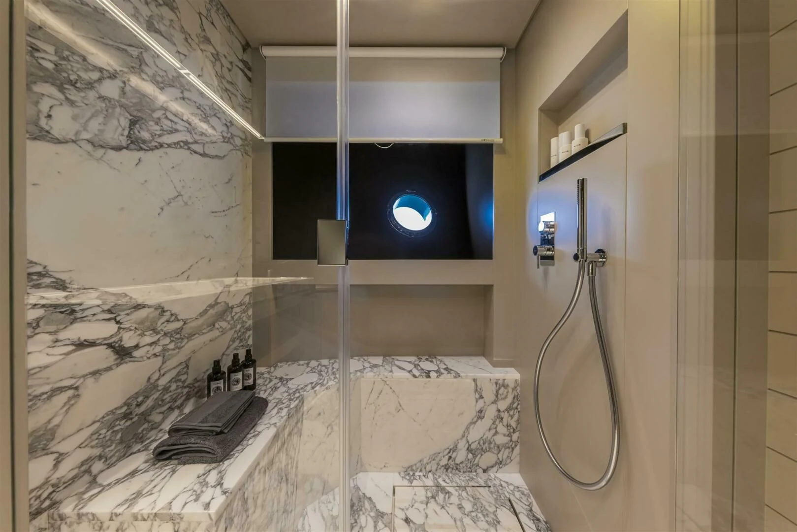 a room with a wall of ice and snow aboard OUR TRADE Yacht for Sale