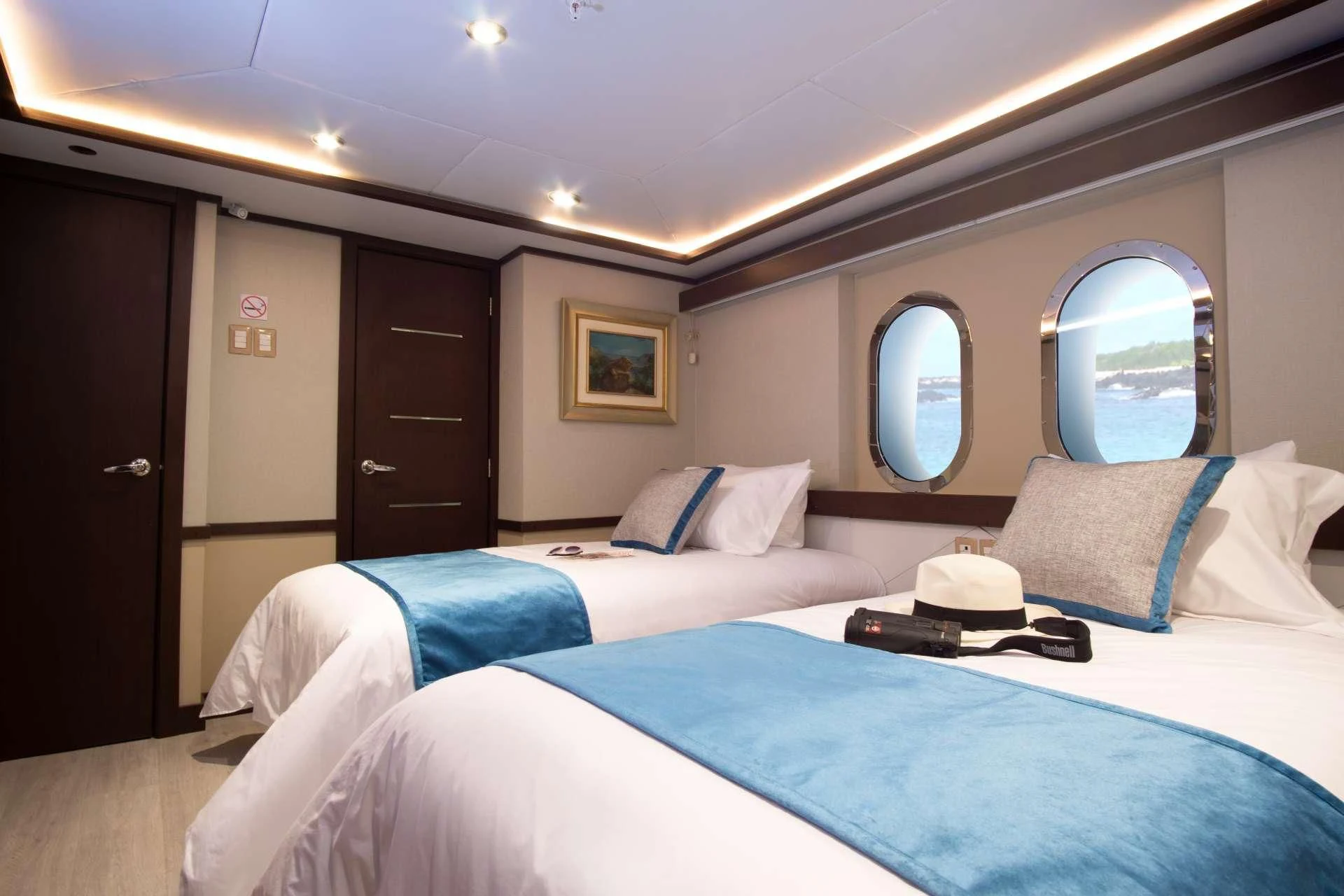 a couple of beds in a room aboard GRAND MAJESTIC Yacht for Sale