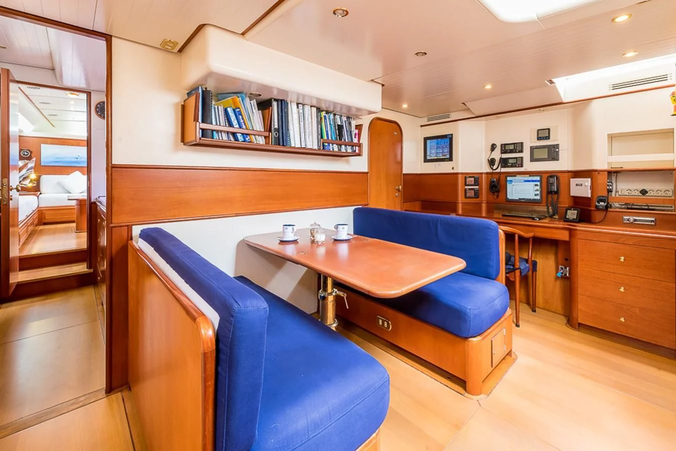 a room with a desk and a chair aboard ALEXIA Yacht for Sale