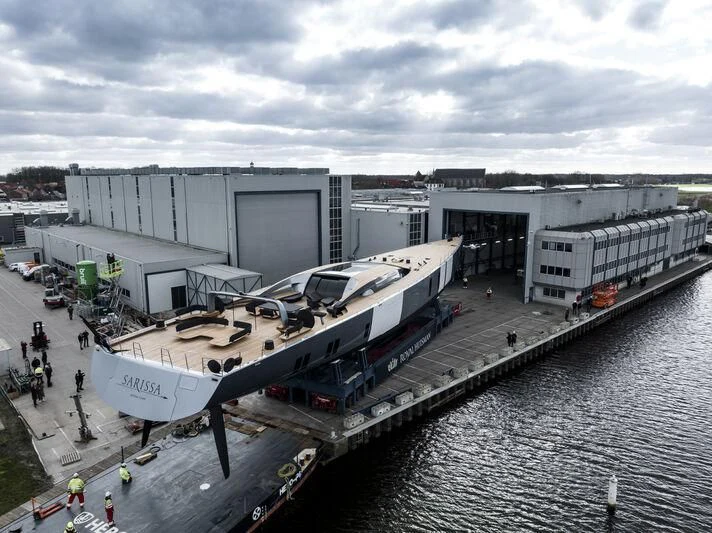 a large building with a large building aboard SARISSA Yacht for Sale