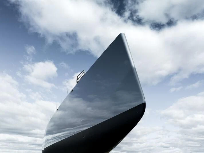 a black and white satellite in the sky aboard SARISSA Yacht for Sale