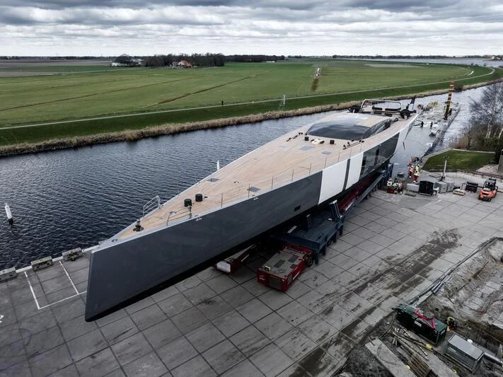 a large ship in a body of water aboard SARISSA Yacht for Sale