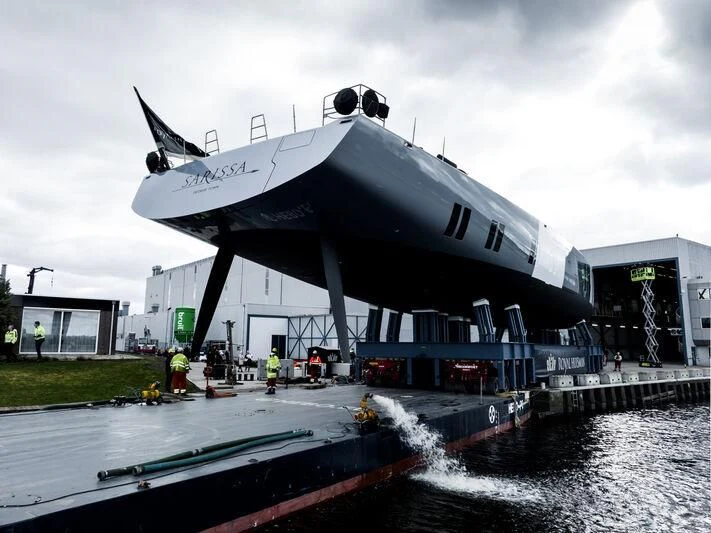 a plane on a dock aboard SARISSA Yacht for Sale