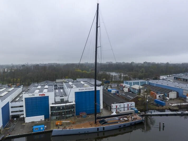 a tall ship in a harbor aboard SARISSA Yacht for Sale