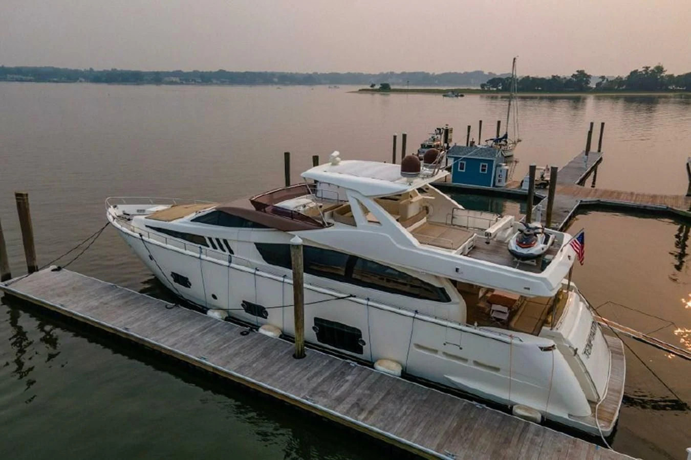 a boat docked at a pier aboard FERRETTI Yacht for Sale