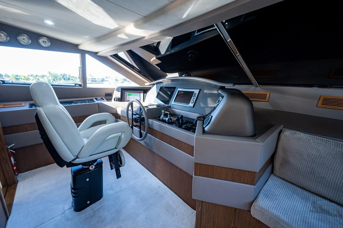 inside of a car aboard FERRETTI Yacht for Sale