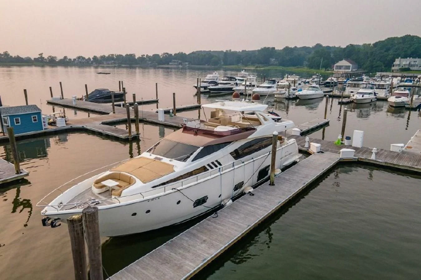 a marina full of boats aboard FERRETTI Yacht for Sale