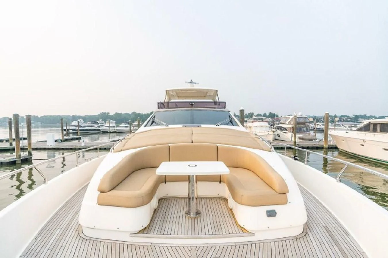 a boat on a dock aboard FERRETTI Yacht for Sale