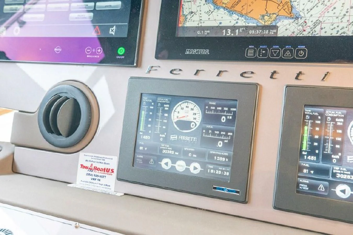 a group of electronic devices aboard FERRETTI Yacht for Sale