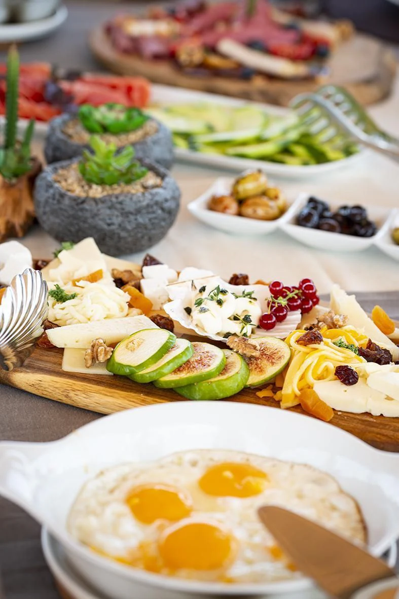 a table full of food aboard QUEEN OF DATCA Yacht for Charter