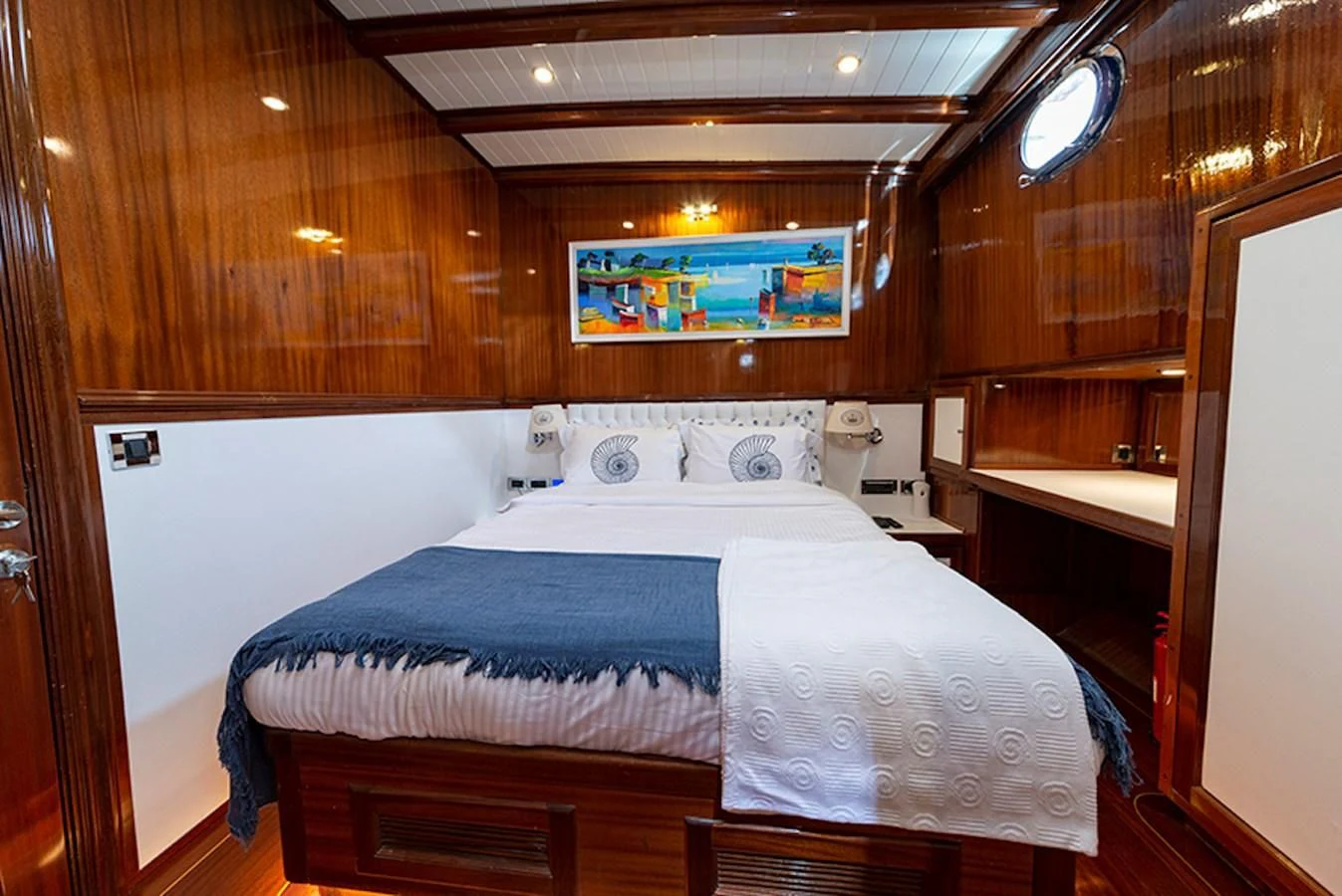 a bed in a cabin aboard QUEEN OF DATCA Yacht for Charter