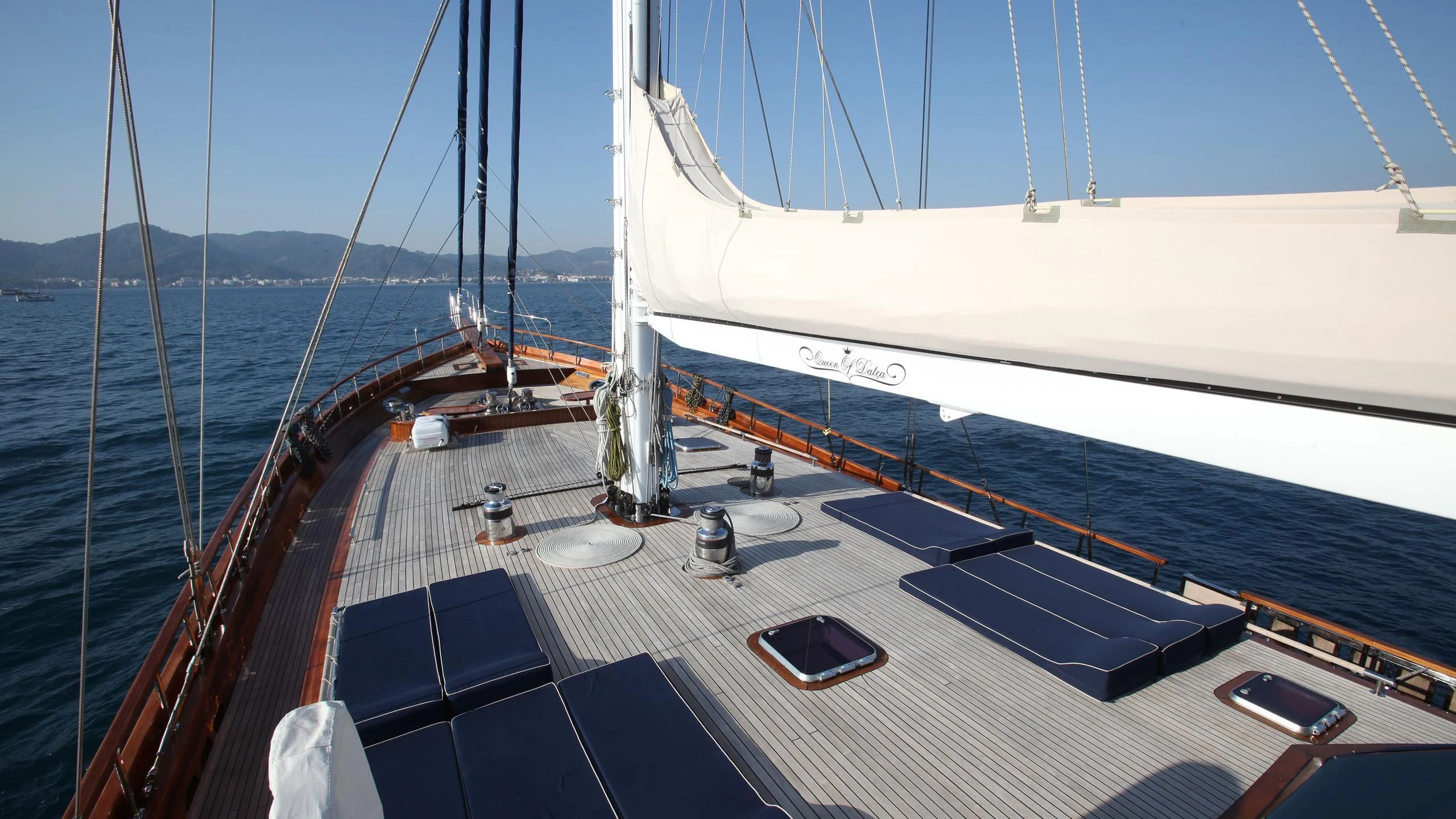 a boat on the water aboard QUEEN OF DATCA Yacht for Charter