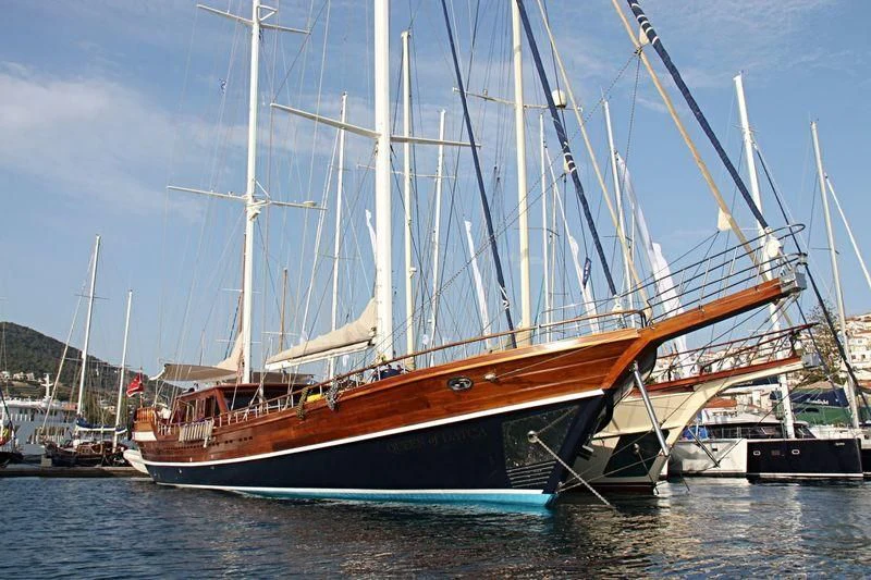 a large boat in the water aboard QUEEN OF DATCA Yacht for Charter