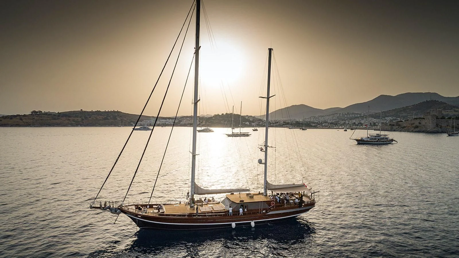 a boat in the water aboard QUEEN OF DATCA Yacht for Charter