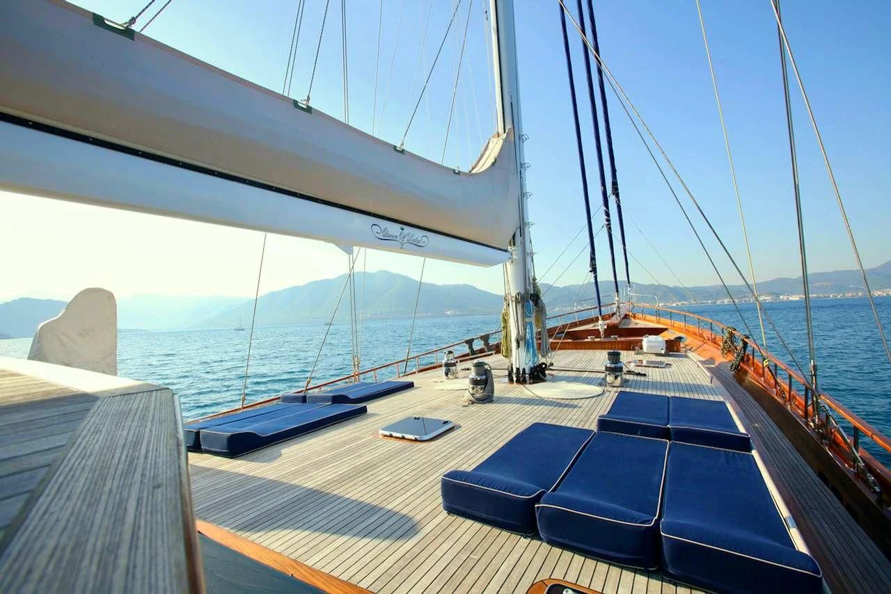 a boat on the water aboard QUEEN OF DATCA Yacht for Charter