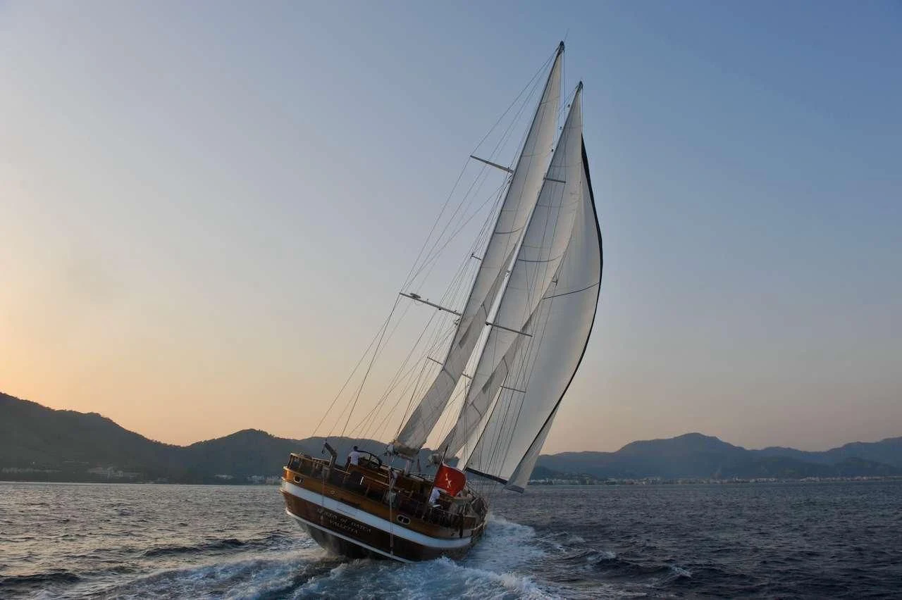 a boat sailing on the sea aboard QUEEN OF DATCA Yacht for Charter