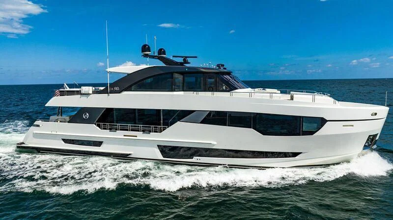a white yacht in the water aboard SEASUITE Yacht for Charter