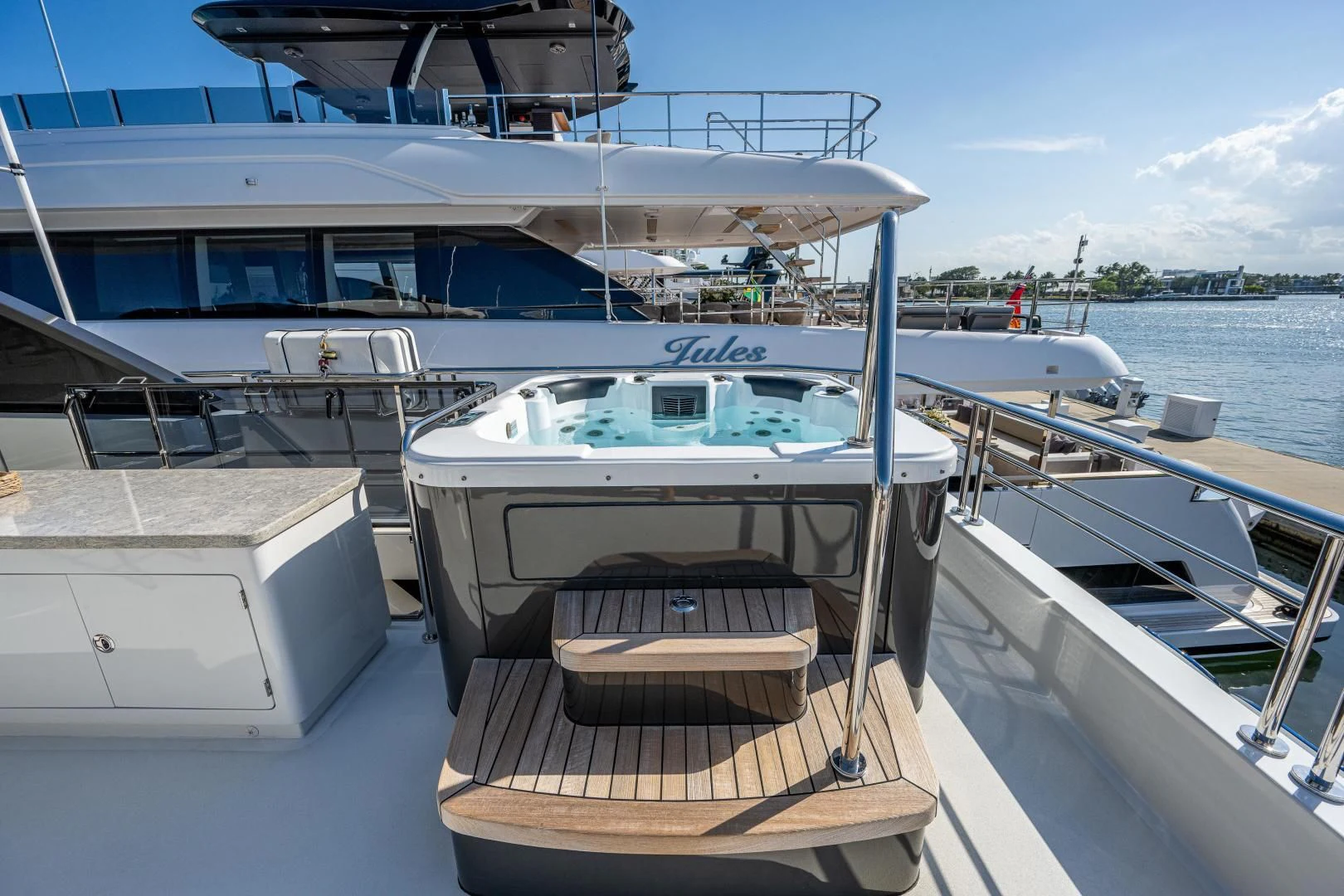 a boat on the water aboard SEASUITE Yacht for Charter