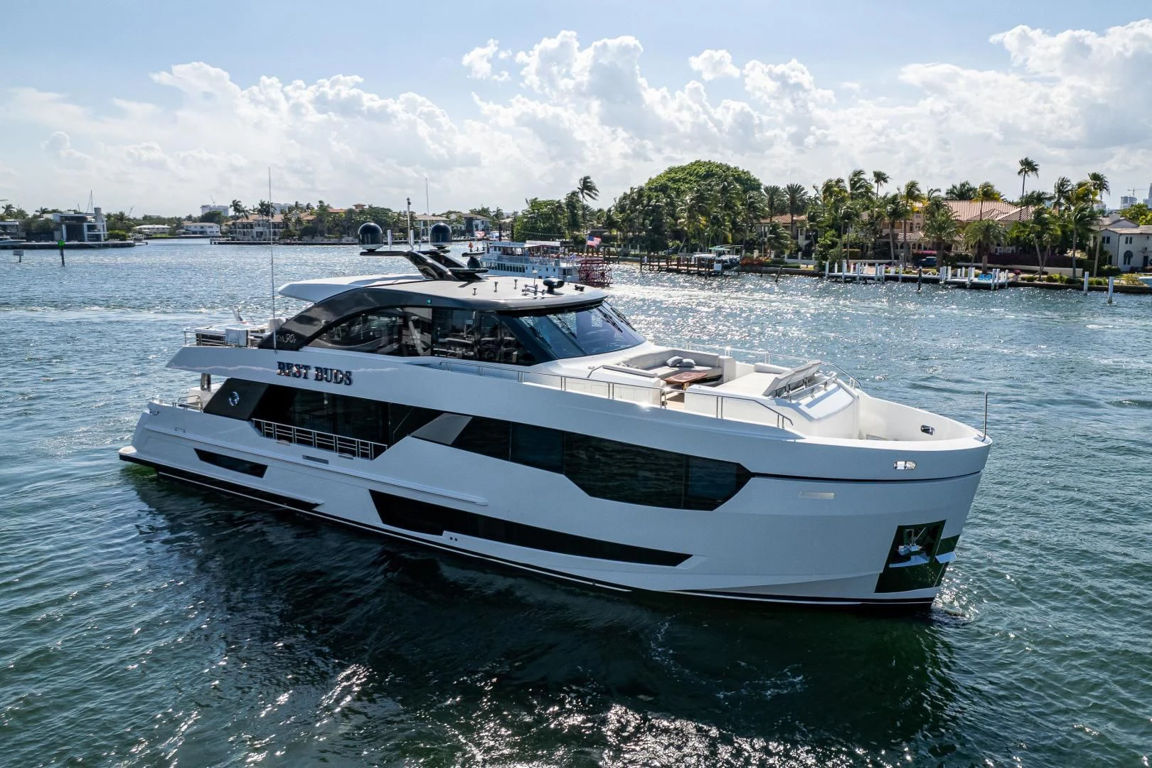 a white yacht in the water aboard SEASUITE Yacht for Charter