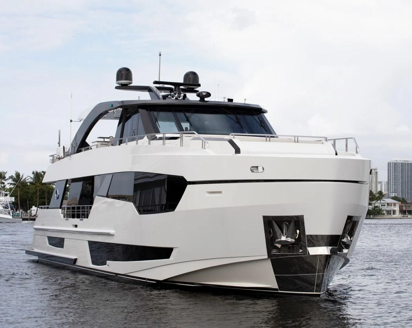 a white yacht on the water aboard SEASUITE Yacht for Charter