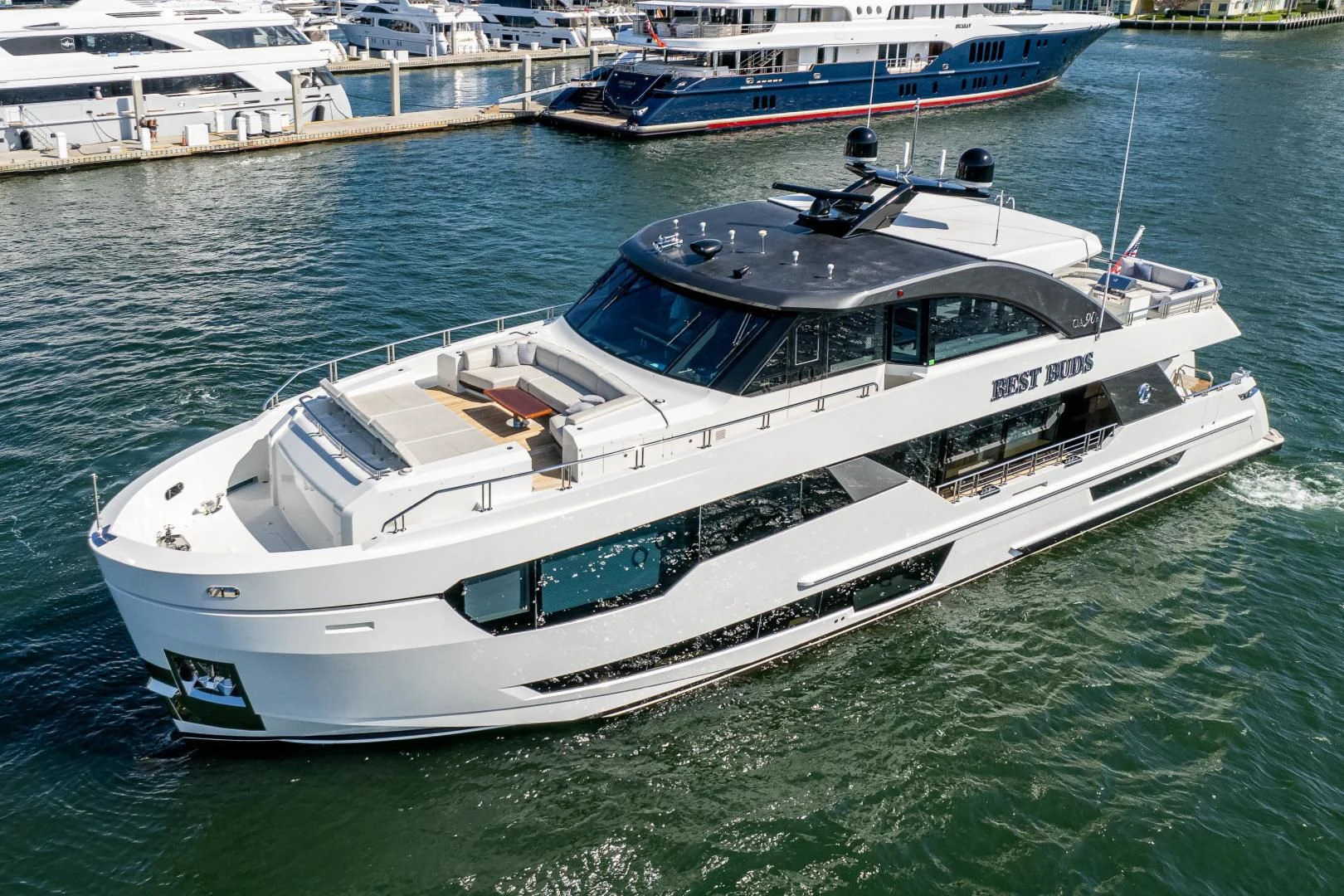 a large white boat aboard SEASUITE Yacht for Charter