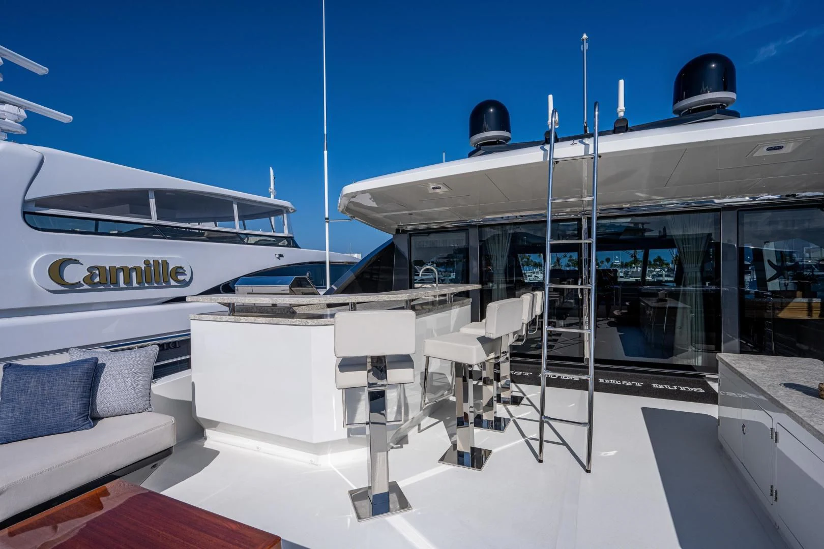 a boat on the water aboard SEASUITE Yacht for Charter