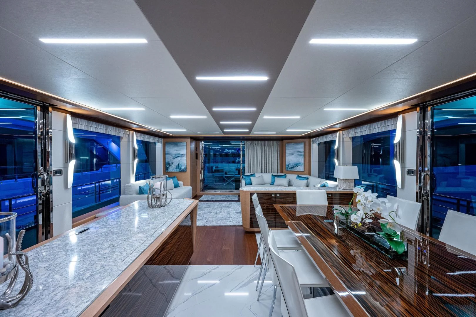 a large modern looking kitchen aboard SEASUITE Yacht for Charter