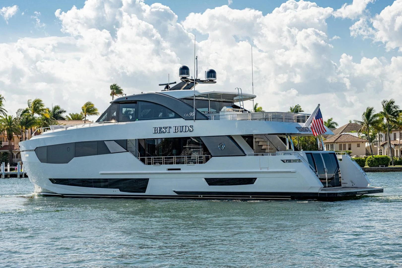 a white yacht on the water aboard SEASUITE Yacht for Charter