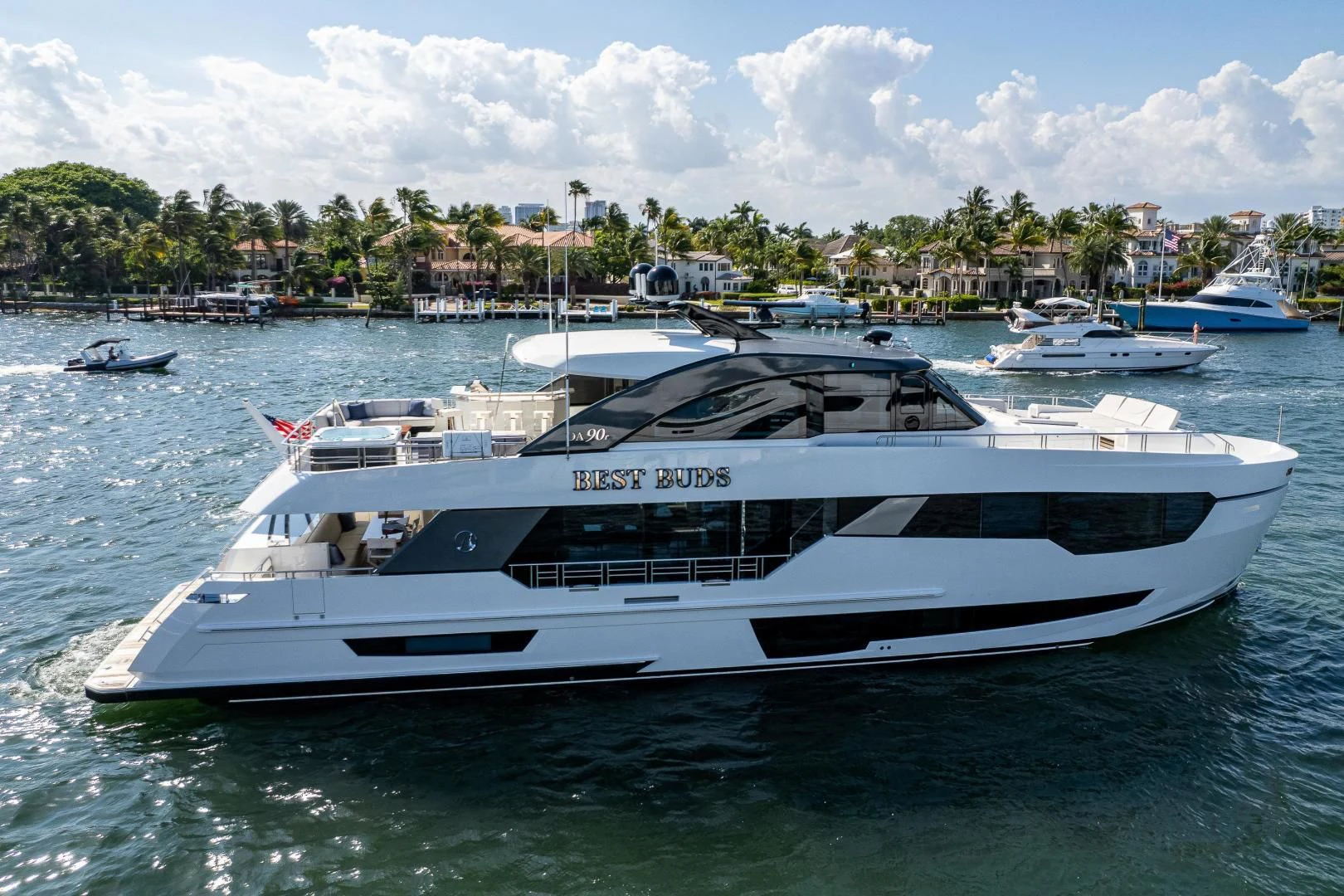 a white yacht in the water aboard SEASUITE Yacht for Charter