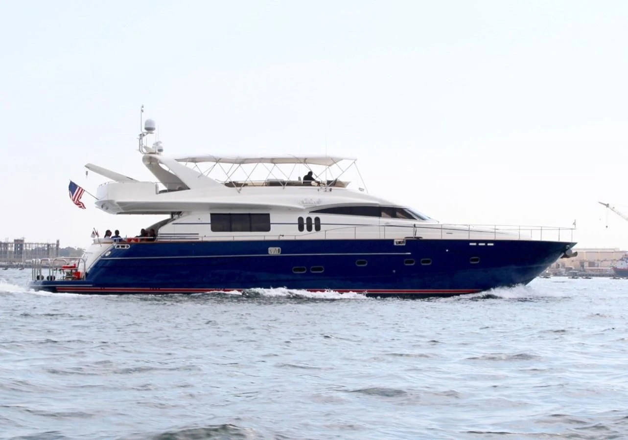 a large boat in the water aboard AVICCI Yacht for Sale