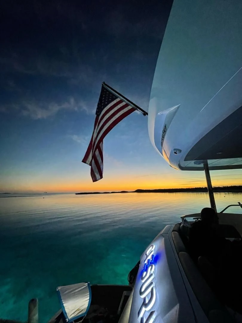 a flag on a boat aboard CAESURA Yacht for Sale