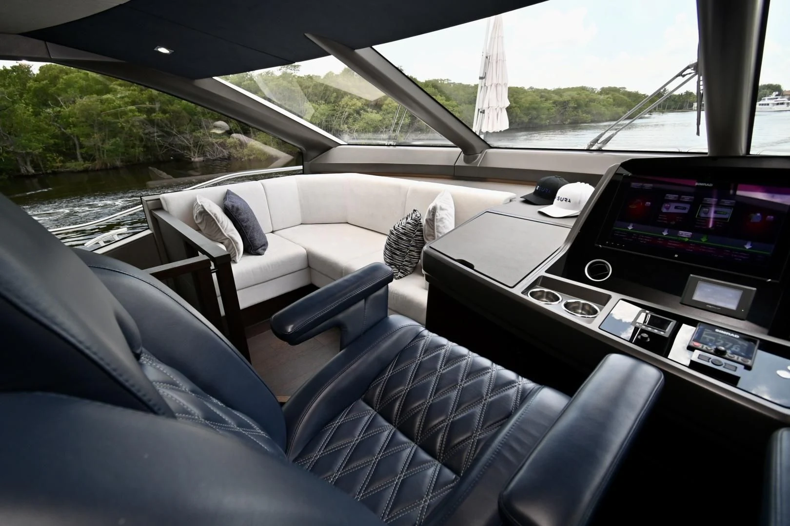 inside of a car aboard CAESURA Yacht for Sale