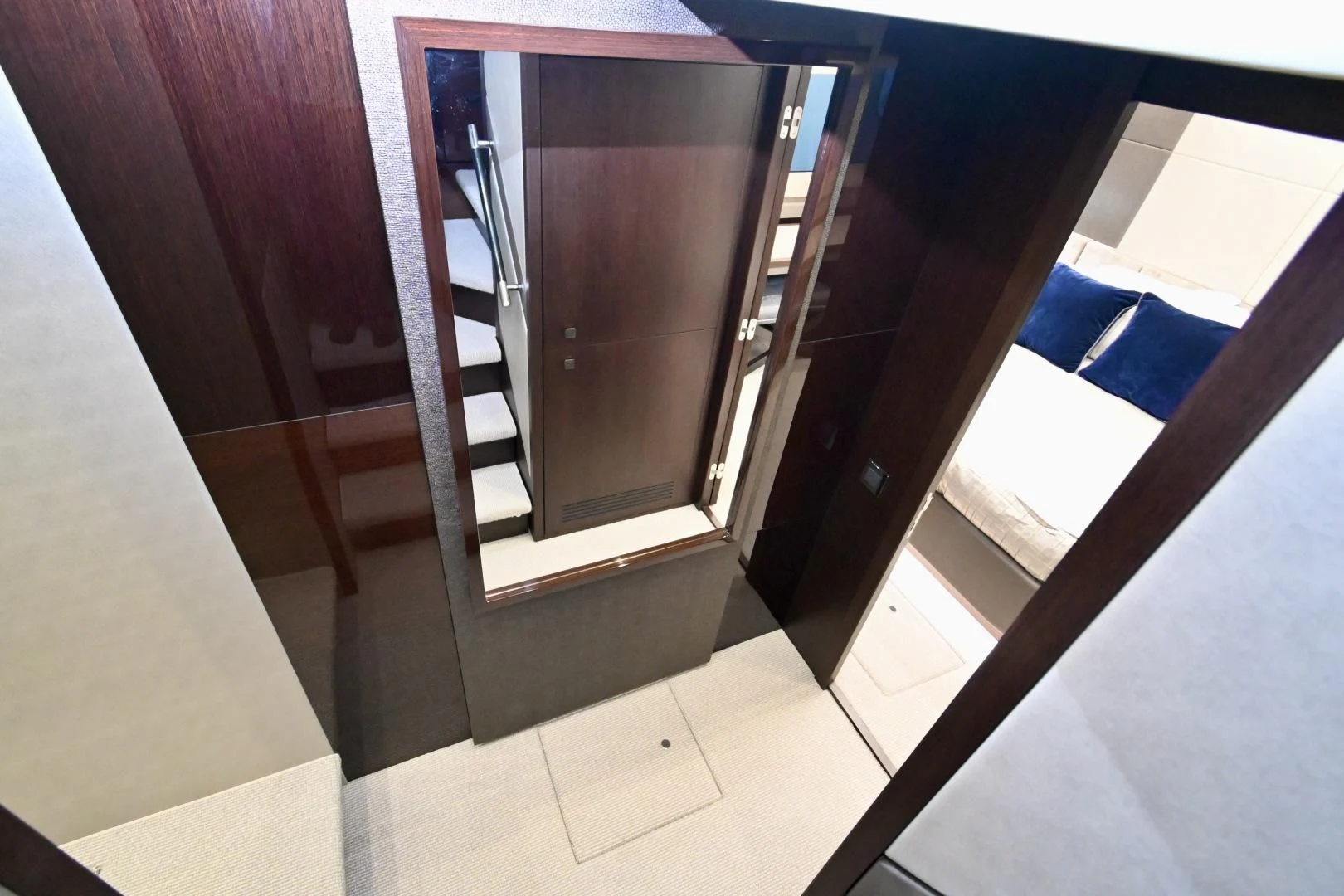 a cabinet in a room aboard CAESURA Yacht for Sale