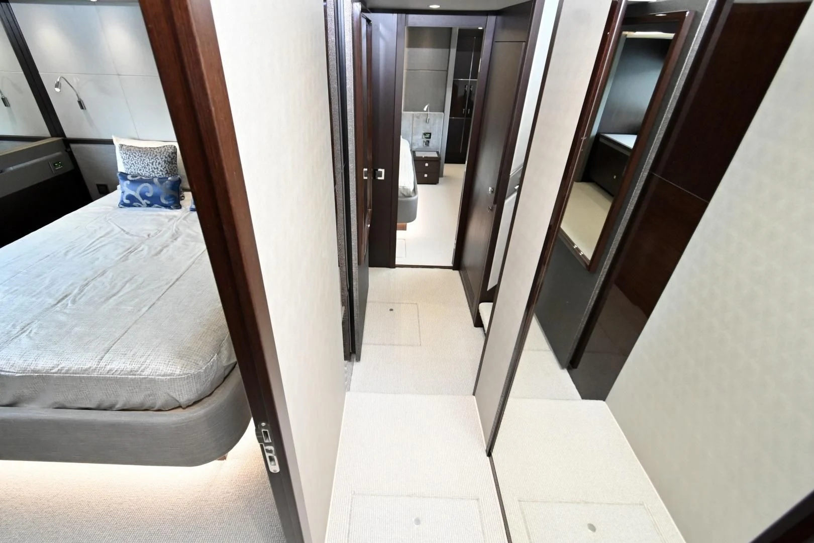a bed in a room aboard CAESURA Yacht for Sale