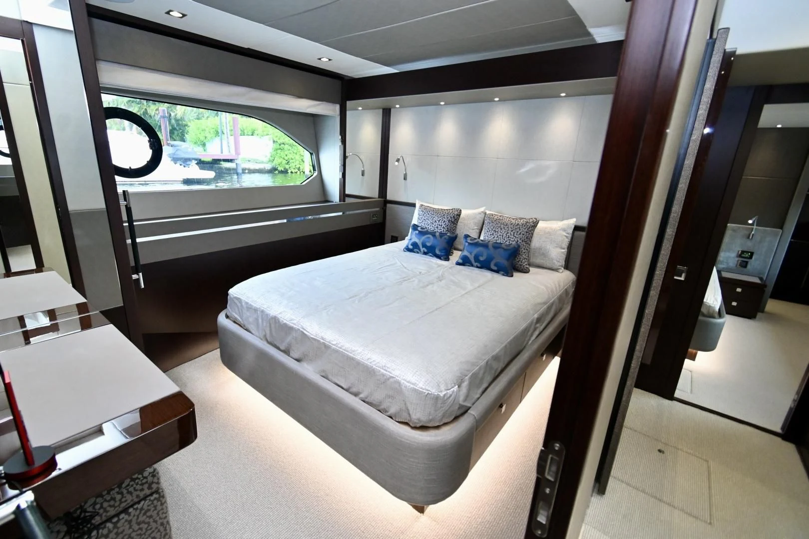 a bed in a room aboard CAESURA Yacht for Sale