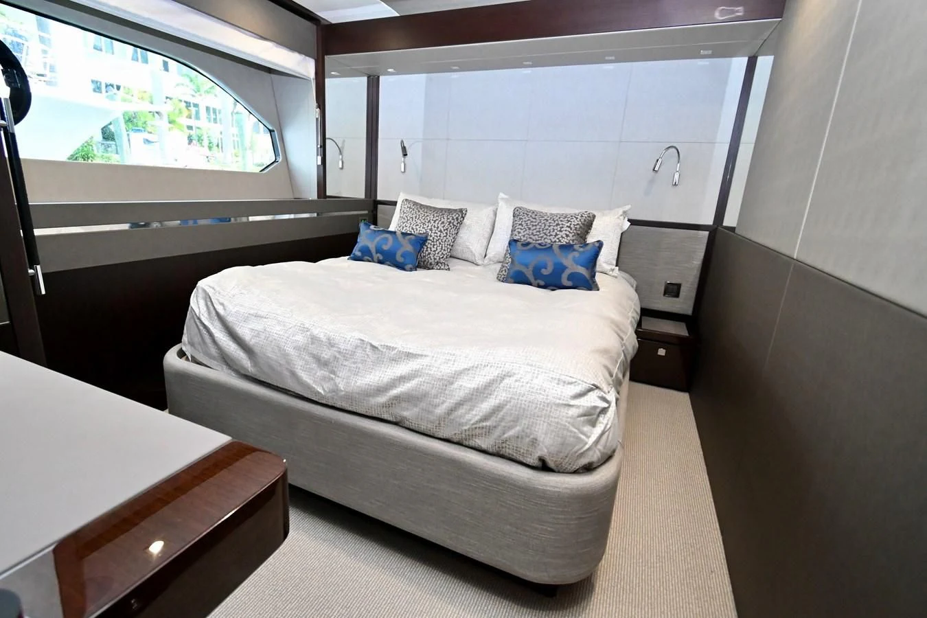 a couple of beds in a room aboard CAESURA Yacht for Sale