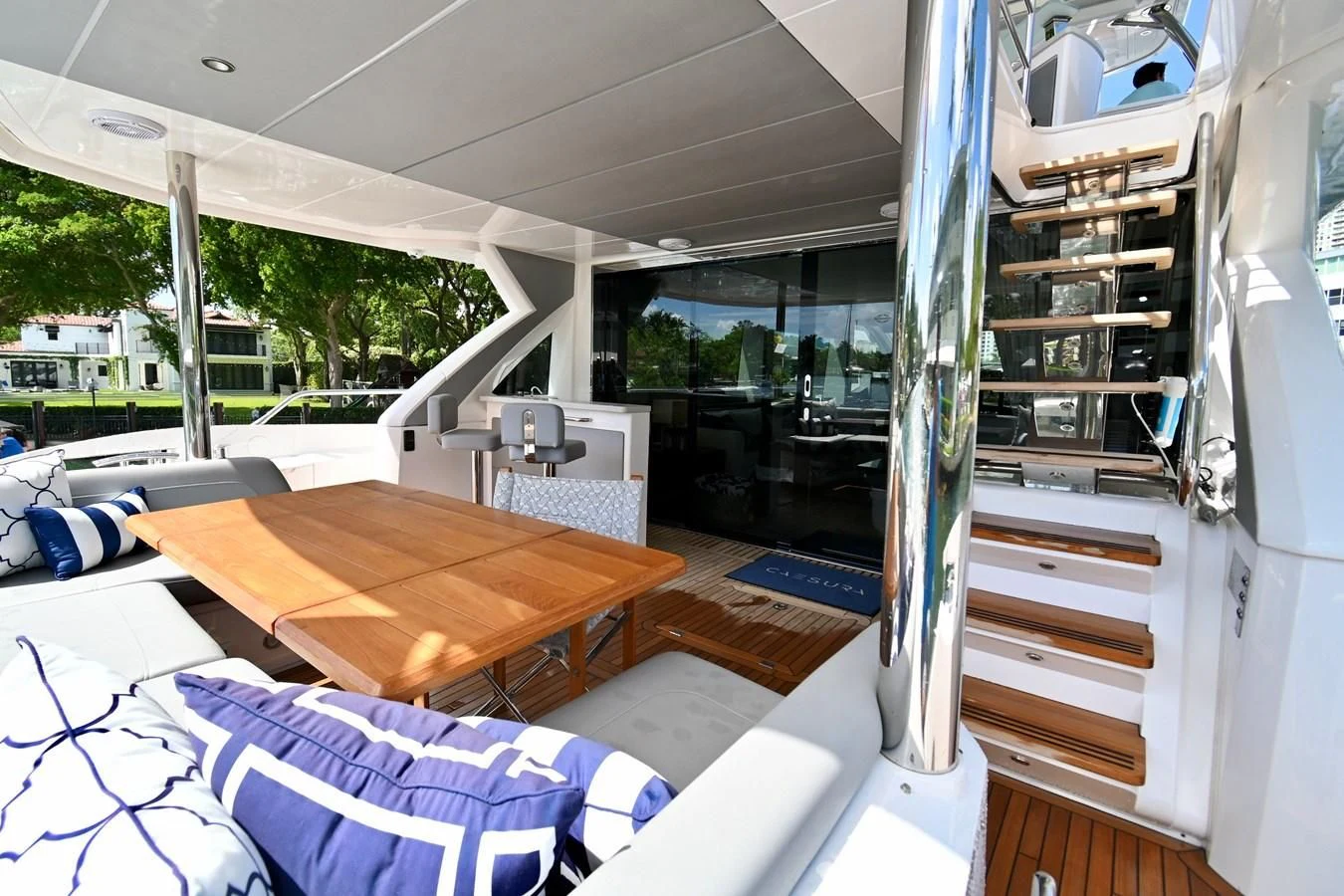 inside of a vehicle aboard CAESURA Yacht for Sale